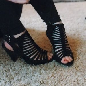 Black Open Toe Heels